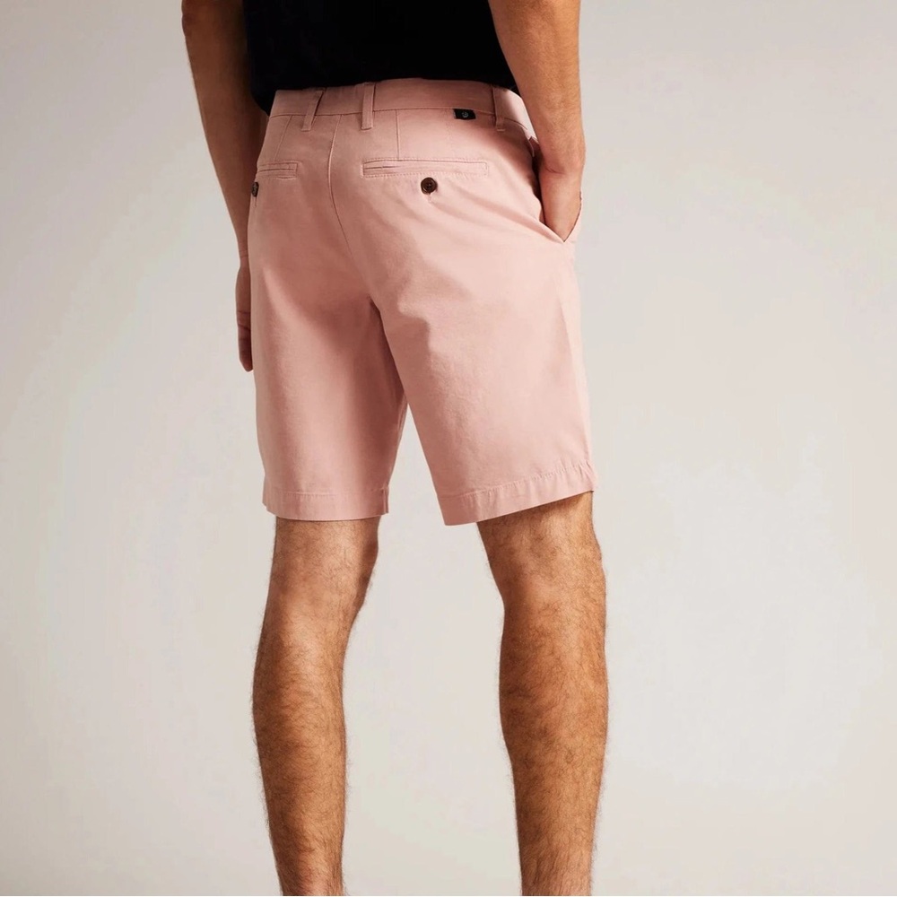 Ted Baker London Men's Light Pink Flat Front Chino Shorts